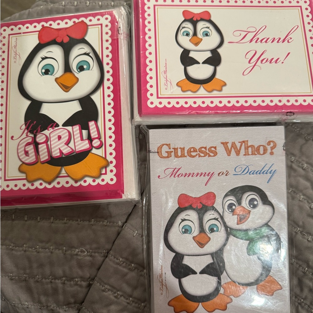 Penguin Themed Baby Shower Cards